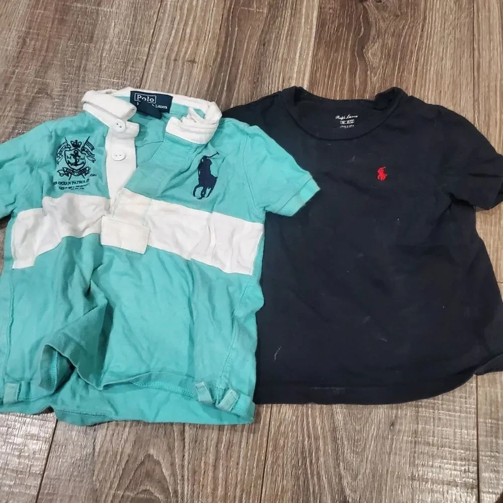 Boys Polo By Ralph Lauren Shirts Size 18M Kids Teal and Black Polo Set